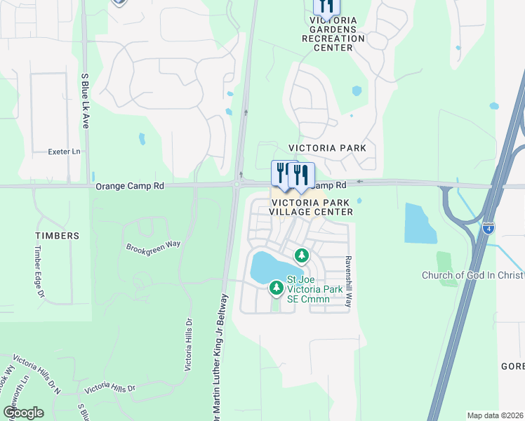 map of restaurants, bars, coffee shops, grocery stores, and more near 208 West Chancery Lane in DeLand