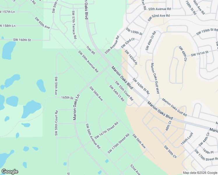 map of restaurants, bars, coffee shops, grocery stores, and more near 16395 Southwest 54th Court Road in Ocala