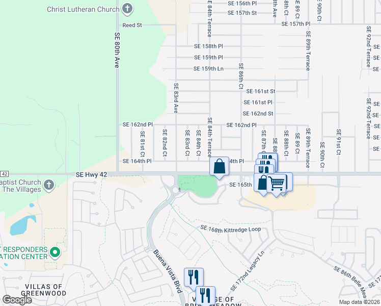 map of restaurants, bars, coffee shops, grocery stores, and more near 8400 Southeast 164th Place in Summerfield