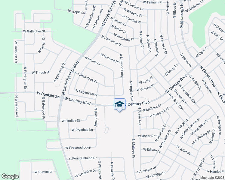 map of restaurants, bars, coffee shops, grocery stores, and more near 8235 N Legacy Loop in Citrus Springs