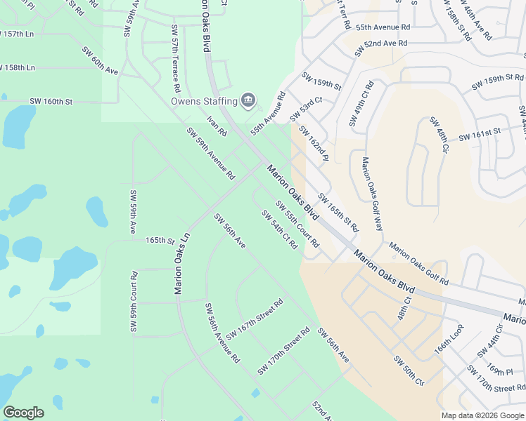 map of restaurants, bars, coffee shops, grocery stores, and more near 16395 Southwest 54th Court Road in Ocala