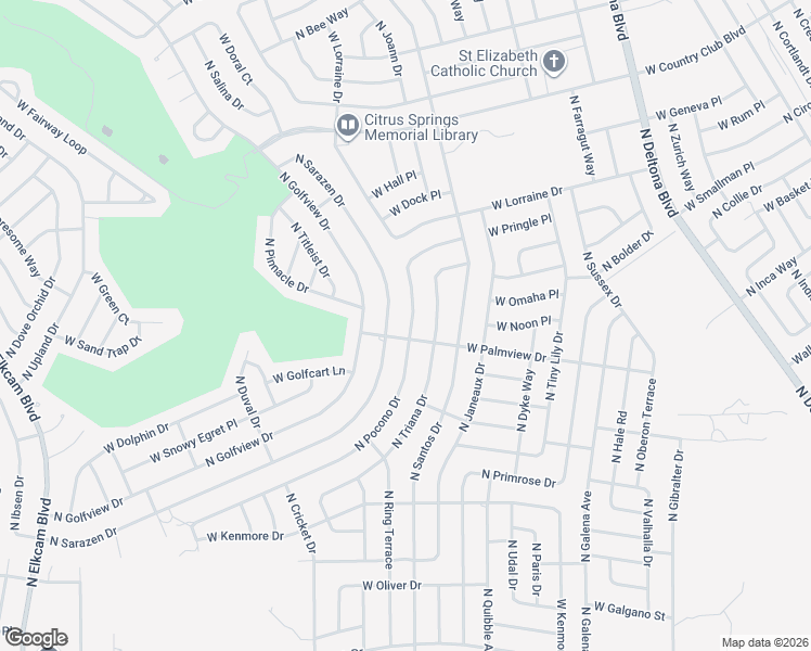 map of restaurants, bars, coffee shops, grocery stores, and more near 8272 North Pocono Drive in Citrus Springs