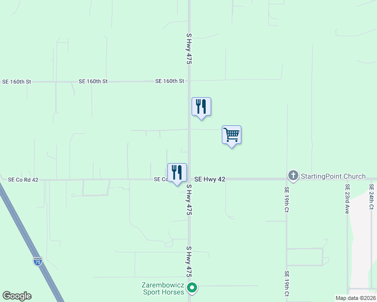 map of restaurants, bars, coffee shops, grocery stores, and more near 16340 South Highway 475 in Summerfield