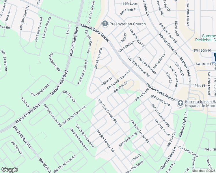 map of restaurants, bars, coffee shops, grocery stores, and more near 2730 Southwest 162nd Street Road in Ocala