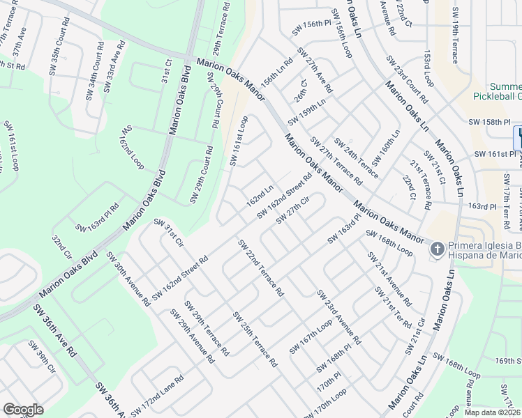 map of restaurants, bars, coffee shops, grocery stores, and more near 2730 Southwest 162nd Street Road in Ocala
