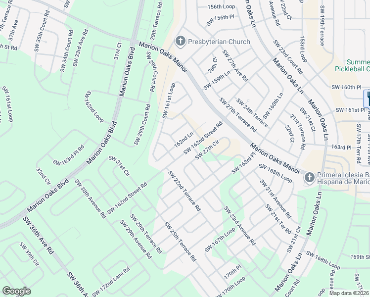 map of restaurants, bars, coffee shops, grocery stores, and more near 2730 Southwest 162nd Street Road in Ocala