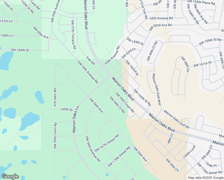 map of restaurants, bars, coffee shops, grocery stores, and more near 16375 Southwest 54th Court Road in Ocala