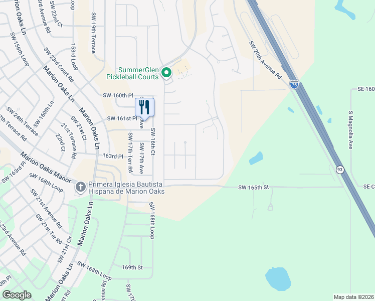 map of restaurants, bars, coffee shops, grocery stores, and more near 16333 Southwest 13th Terrace in Ocala