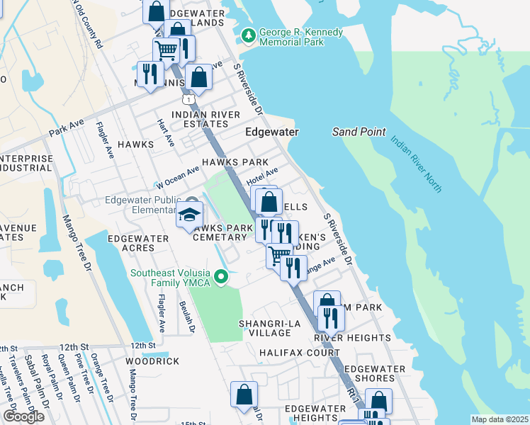 map of restaurants, bars, coffee shops, grocery stores, and more near 914 New York Street in Edgewater