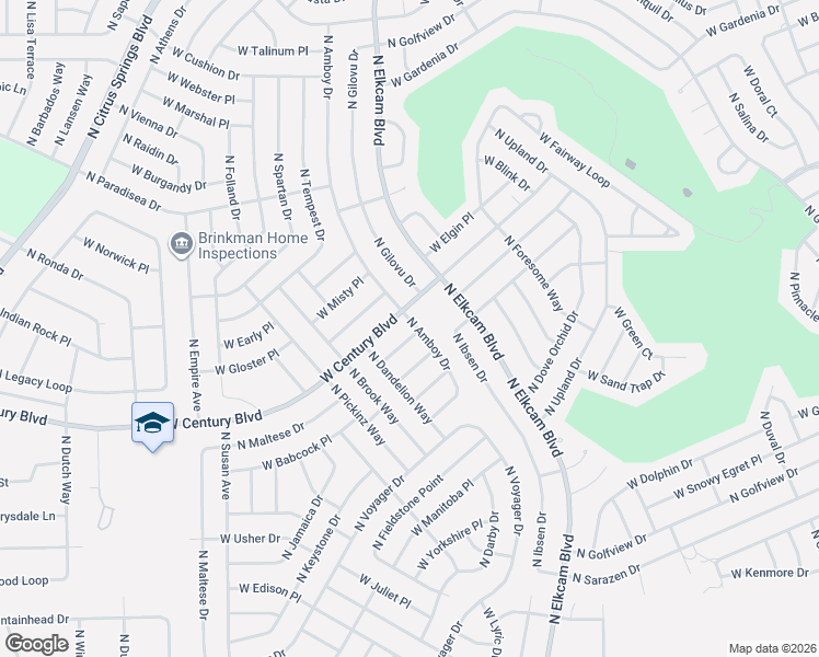map of restaurants, bars, coffee shops, grocery stores, and more near 3009 West Akron Place in Citrus Springs
