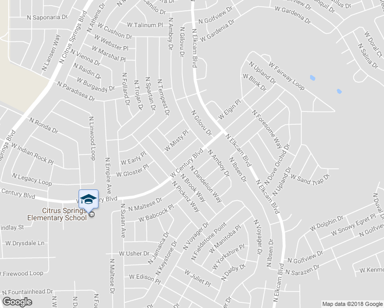 map of restaurants, bars, coffee shops, grocery stores, and more near 3057 West Century Boulevard in Citrus Springs