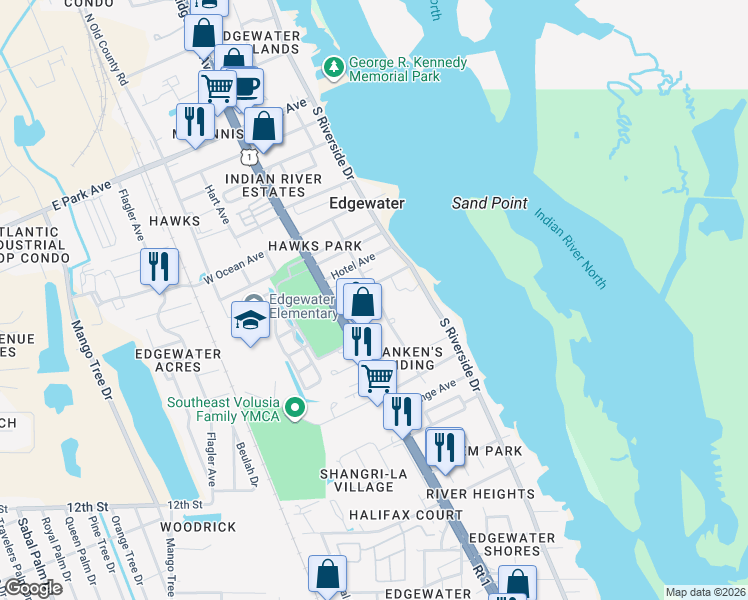 map of restaurants, bars, coffee shops, grocery stores, and more near 914 New York Street in Edgewater