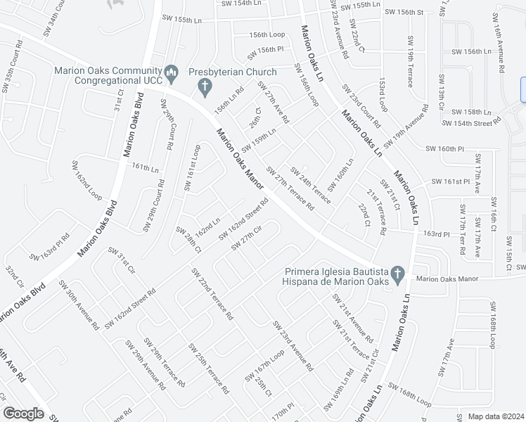 map of restaurants, bars, coffee shops, grocery stores, and more near 2590 Southwest 162nd Street Road in Ocala