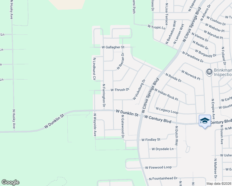 map of restaurants, bars, coffee shops, grocery stores, and more near 4255 West Thrush Drive in Citrus Springs
