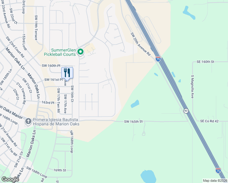map of restaurants, bars, coffee shops, grocery stores, and more near 16206 Southwest 14th Avenue Road in Ocala