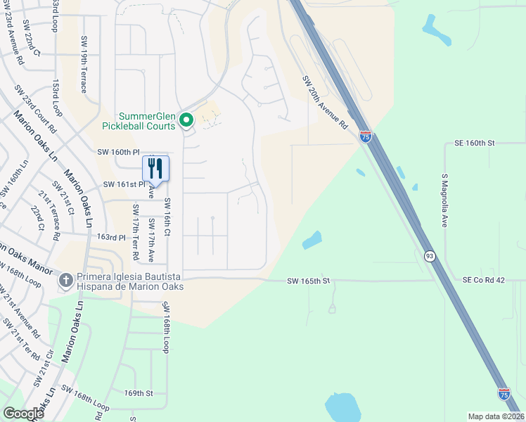map of restaurants, bars, coffee shops, grocery stores, and more near 16206 Southwest 14th Avenue Road in Ocala