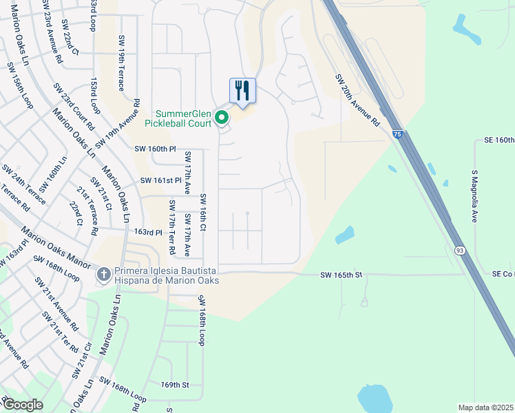map of restaurants, bars, coffee shops, grocery stores, and more near 16234 Southwest 12th Terrace in Ocala