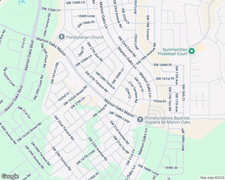 map of restaurants, bars, coffee shops, grocery stores, and more near 16270 Southwest 24th Terrace in Ocala