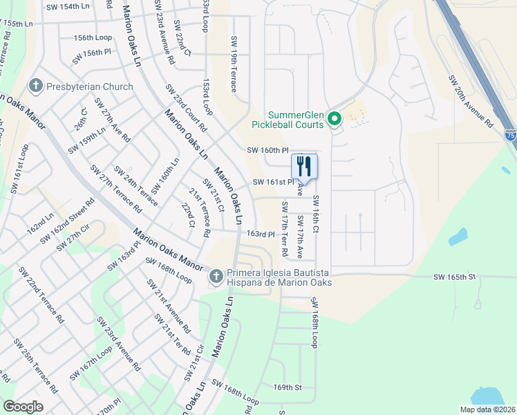 map of restaurants, bars, coffee shops, grocery stores, and more near 1730-1898 Southwest 162nd Street in Ocala