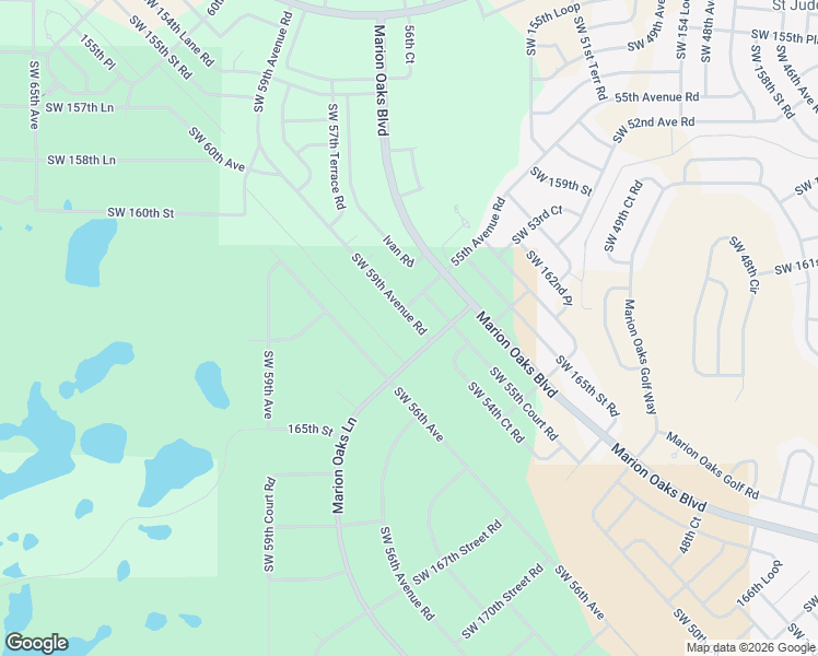 map of restaurants, bars, coffee shops, grocery stores, and more near 16118-16134 Southwest 59th Avenue Road in Ocala