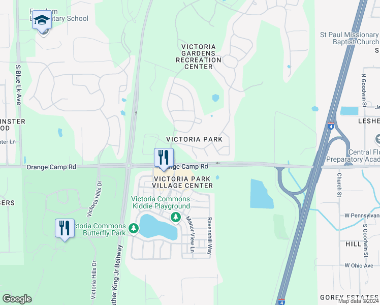 map of restaurants, bars, coffee shops, grocery stores, and more near 100 Apremont Court in DeLand