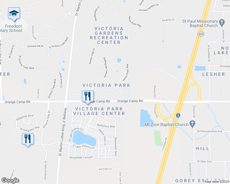 map of restaurants, bars, coffee shops, grocery stores, and more near 103 Wethersfield Court in DeLand