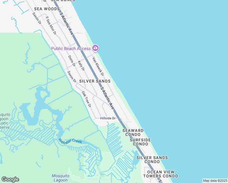 map of restaurants, bars, coffee shops, grocery stores, and more near 4647 Van Kleeck Drive in New Smyrna Beach