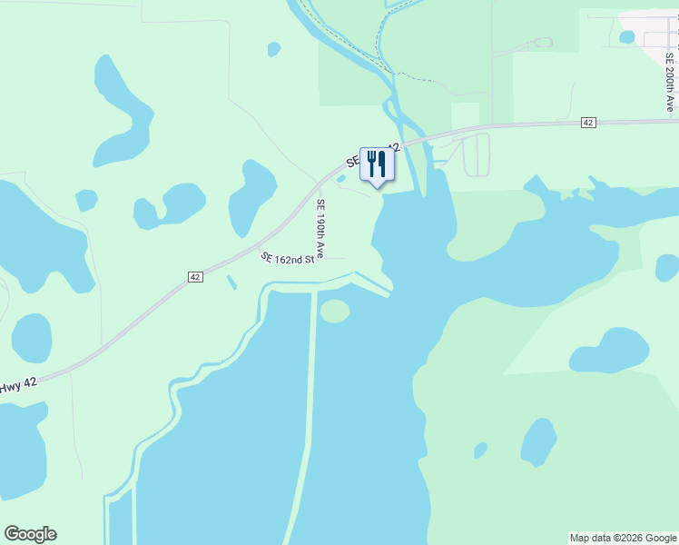 map of restaurants, bars, coffee shops, grocery stores, and more near 19044 Southeast 162nd Street in Weirsdale