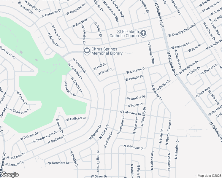 map of restaurants, bars, coffee shops, grocery stores, and more near 8408 North Triana Drive in Citrus Springs