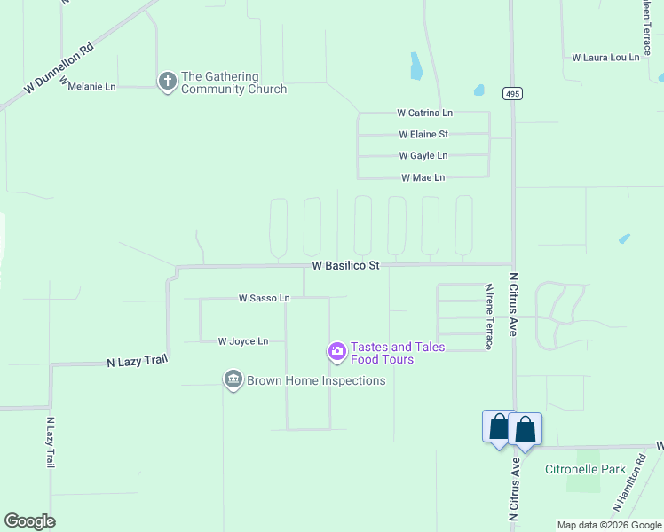 map of restaurants, bars, coffee shops, grocery stores, and more near 8546 West Basilico Street in Crystal River