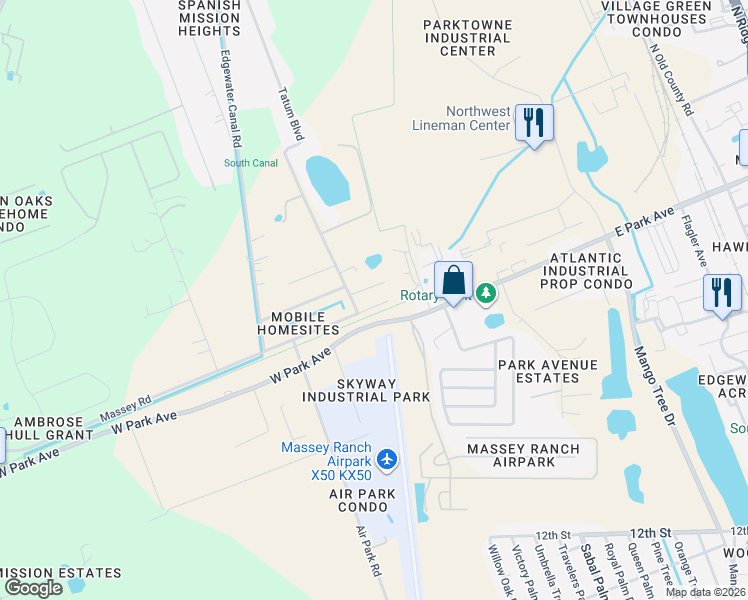 map of restaurants, bars, coffee shops, grocery stores, and more near 1069 Massey Road in New Smyrna Beach