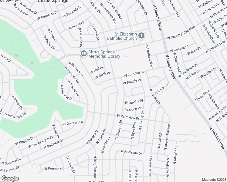 map of restaurants, bars, coffee shops, grocery stores, and more near 8408 North Triana Drive in Citrus Springs