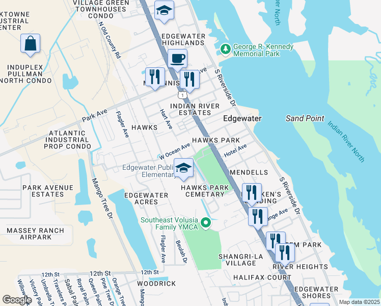 map of restaurants, bars, coffee shops, grocery stores, and more near 131 West Connecticut Avenue in Edgewater