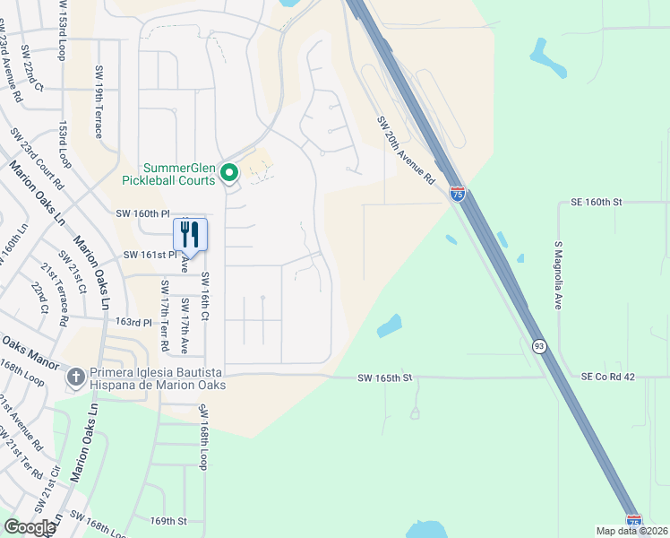 map of restaurants, bars, coffee shops, grocery stores, and more near 16206 Southwest 14th Avenue Road in Ocala