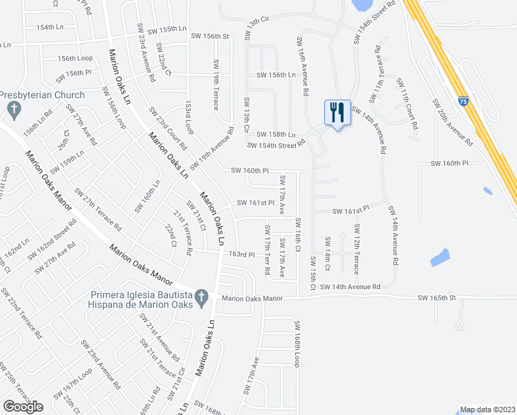 map of restaurants, bars, coffee shops, grocery stores, and more near 1730-1898 Southwest 162nd Street in Ocala