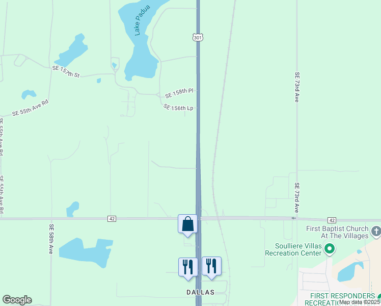 map of restaurants, bars, coffee shops, grocery stores, and more near 16170 U.S. 301 in Summerfield