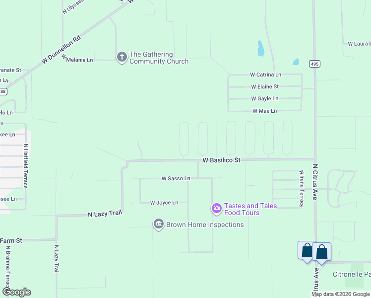 map of restaurants, bars, coffee shops, grocery stores, and more near 8612 North San Filippo Loop in Crystal River