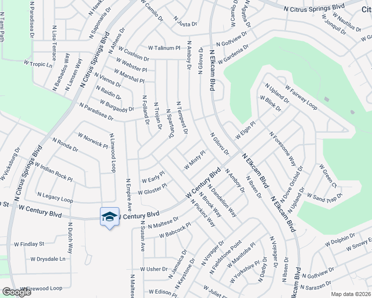 map of restaurants, bars, coffee shops, grocery stores, and more near 3179 West Barberton Place in Citrus Springs