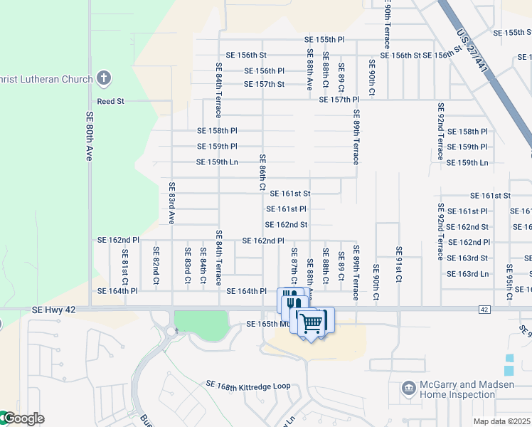 map of restaurants, bars, coffee shops, grocery stores, and more near 8663 Southeast 161st Place in Summerfield