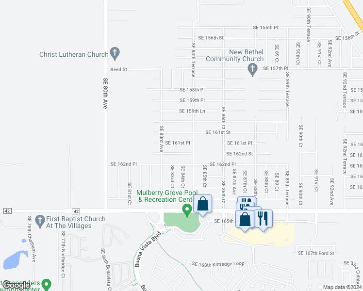 map of restaurants, bars, coffee shops, grocery stores, and more near 8420 Southeast 161 Place in Summerfield