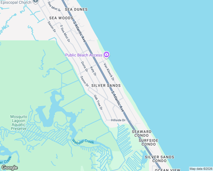 map of restaurants, bars, coffee shops, grocery stores, and more near 4622 South Atlantic Avenue in New Smyrna Beach