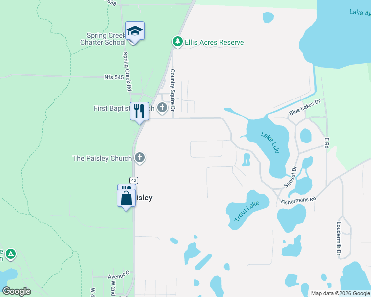 map of restaurants, bars, coffee shops, grocery stores, and more near 25339 Mardon Circle in Paisley