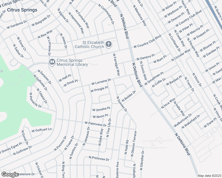 map of restaurants, bars, coffee shops, grocery stores, and more near 8501 North Tiny Lily Drive in Citrus Springs