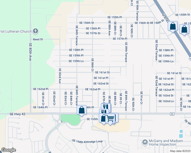 map of restaurants, bars, coffee shops, grocery stores, and more near 8663 Southeast 161st Place in Summerfield