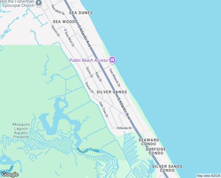 map of restaurants, bars, coffee shops, grocery stores, and more near 4622 South Atlantic Avenue in New Smyrna Beach