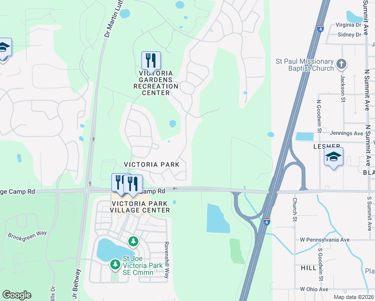 map of restaurants, bars, coffee shops, grocery stores, and more near 508 Heron Point Way in DeLand