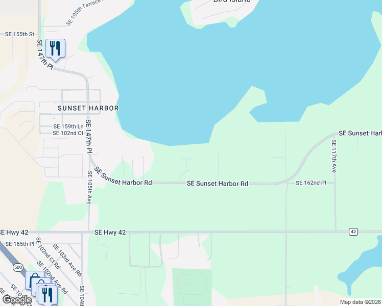map of restaurants, bars, coffee shops, grocery stores, and more near 11001 Southeast Sunset Harbor Road in Marion County