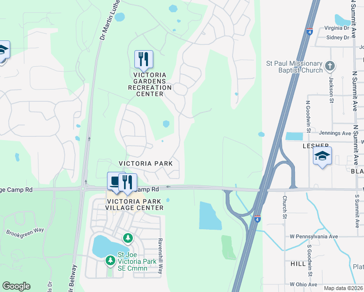 map of restaurants, bars, coffee shops, grocery stores, and more near 508 Heron Point Way in DeLand