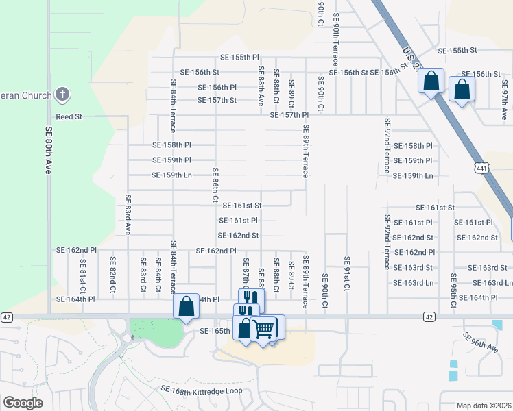 map of restaurants, bars, coffee shops, grocery stores, and more near 8758 Southeast 161st Street in Summerfield