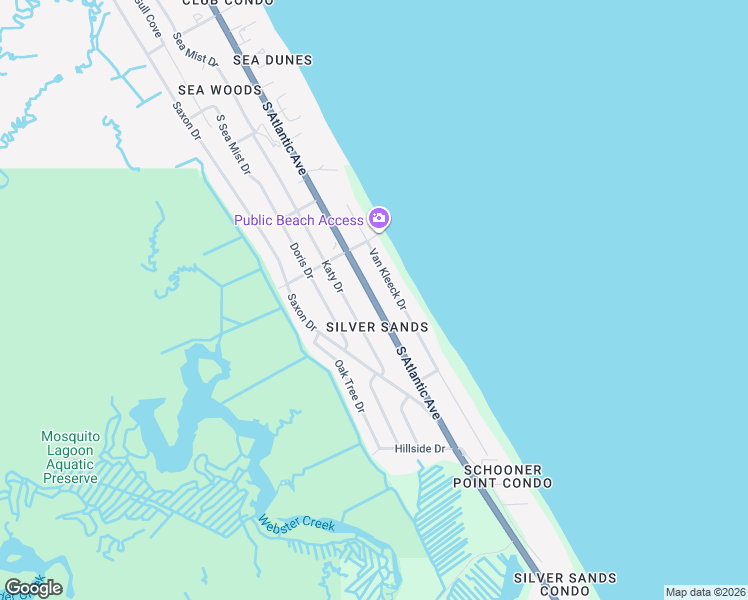 map of restaurants, bars, coffee shops, grocery stores, and more near 4632 South Atlantic Avenue in New Smyrna Beach
